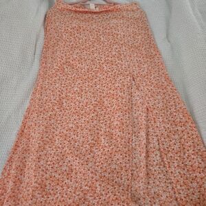 H&M Orange Floral A-Line Skirt